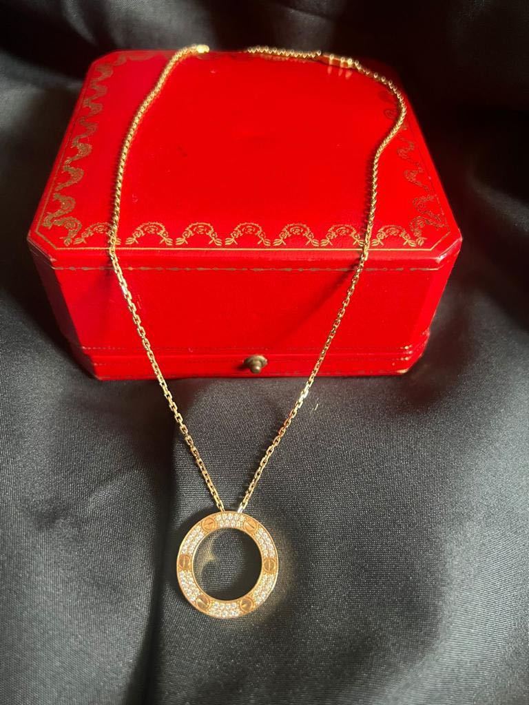 Cartier Diamond Pave Love Necklace (DM Barang Mewah