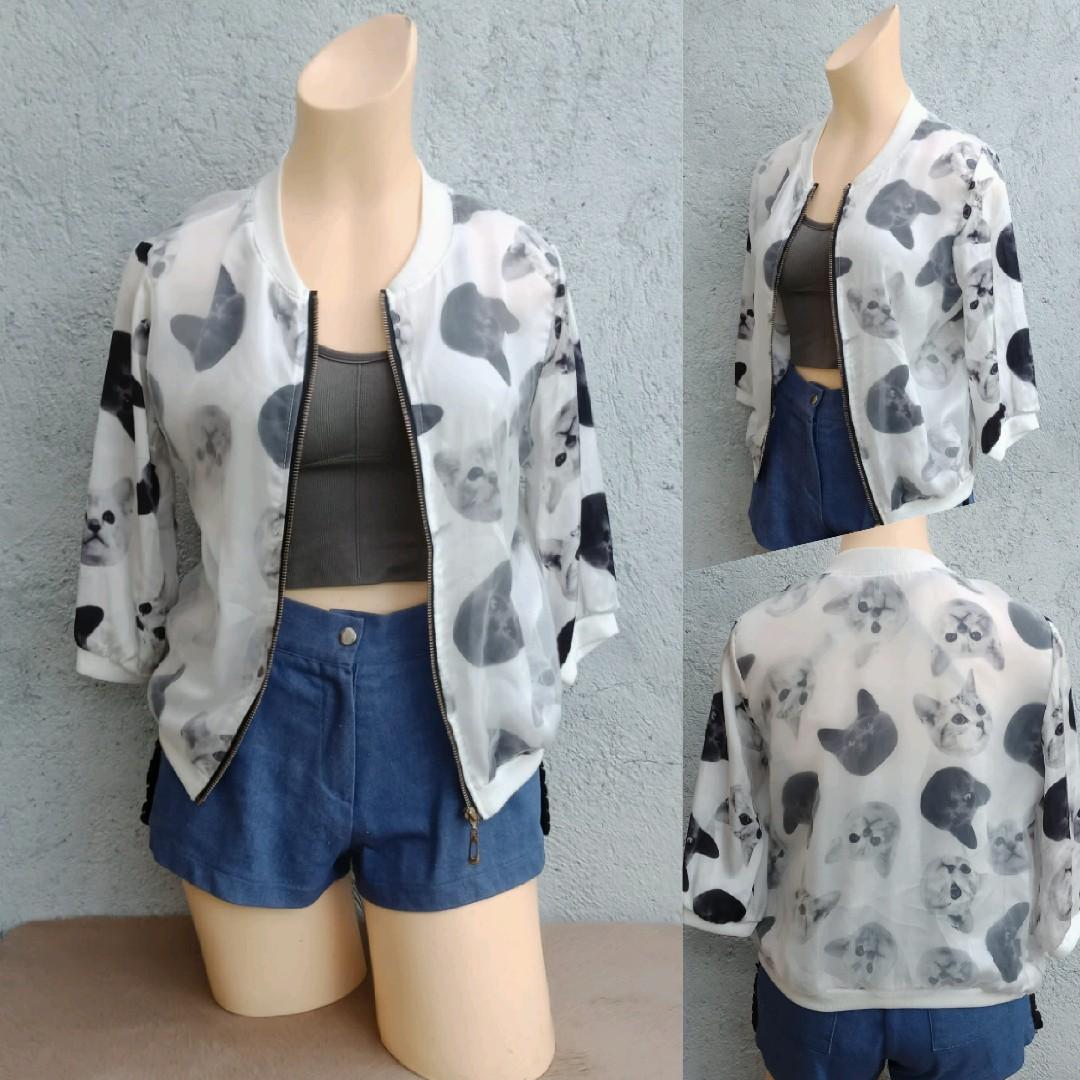 Cats Bomber Jacket, Women's Fashion, Coats, Jackets and Outerwear on
