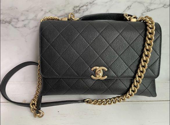 Chanel flap bag with vintage gold chain, Luxury, Bags & Wallets on Carousell
