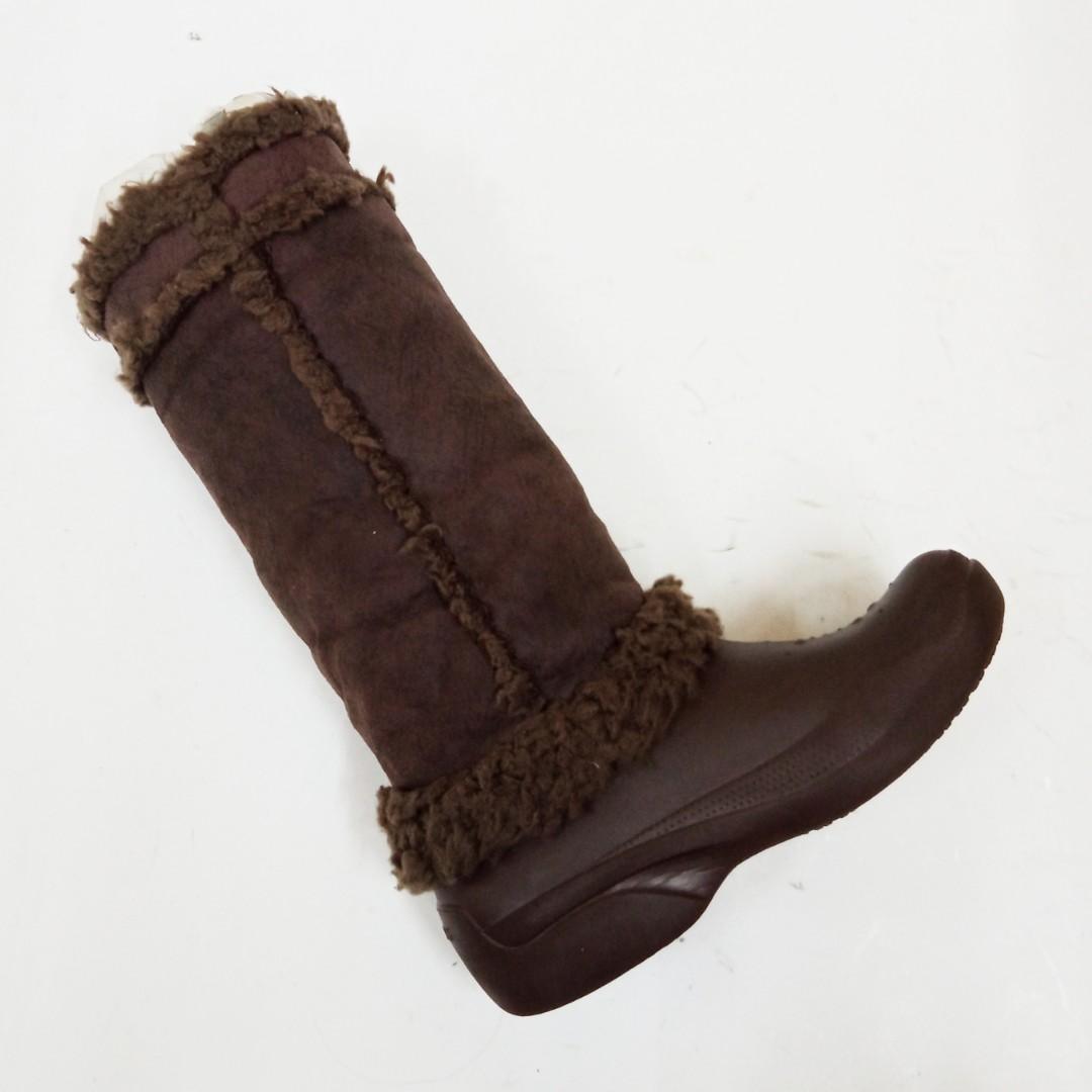 Crocs Nadia Faux Fur Pull On Comfort Winter Boots Brown Women s