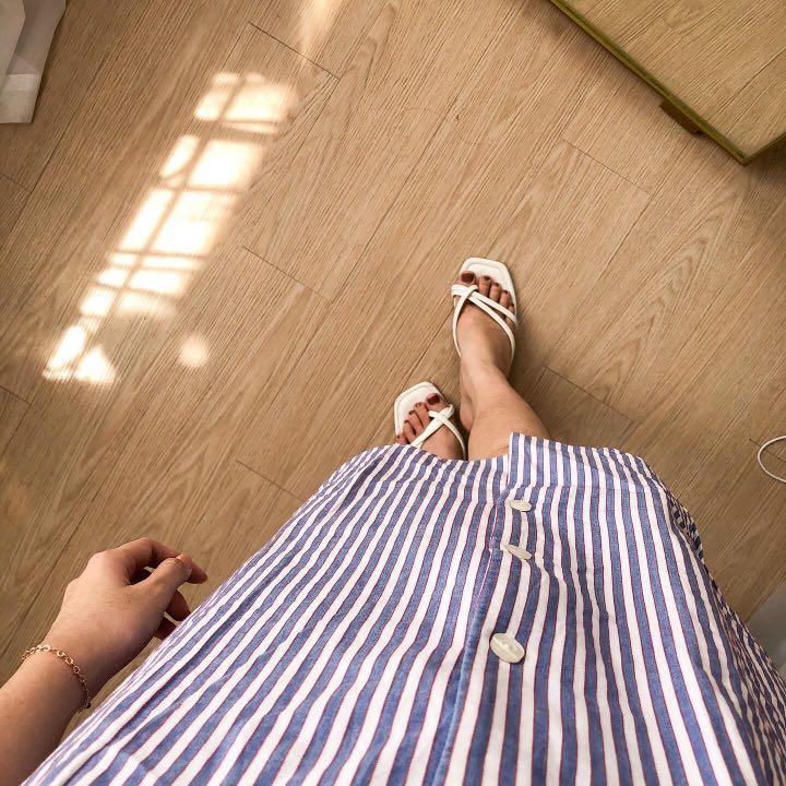ELLE blue stripe shirt dress original 