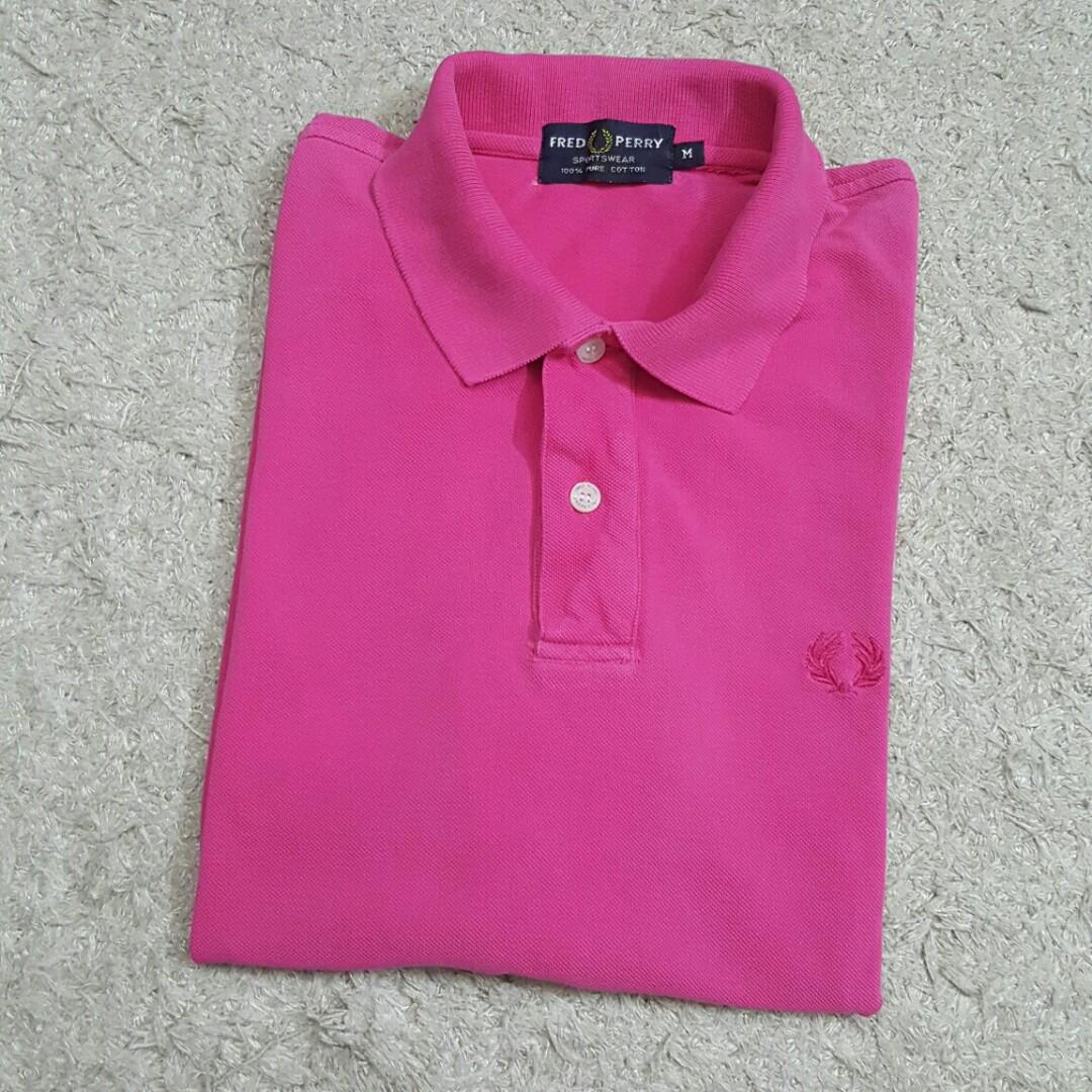 Pink fred perry store polo shirt mens