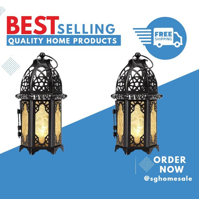 12 Traditional Birdcage Lantern Black Frame w/ Clear Glass Panes Moroccan Style 