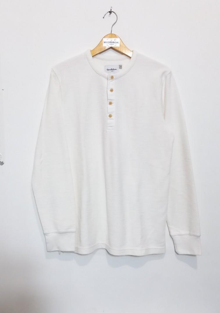 Goodfellow Henley White Medium, Fesyen 