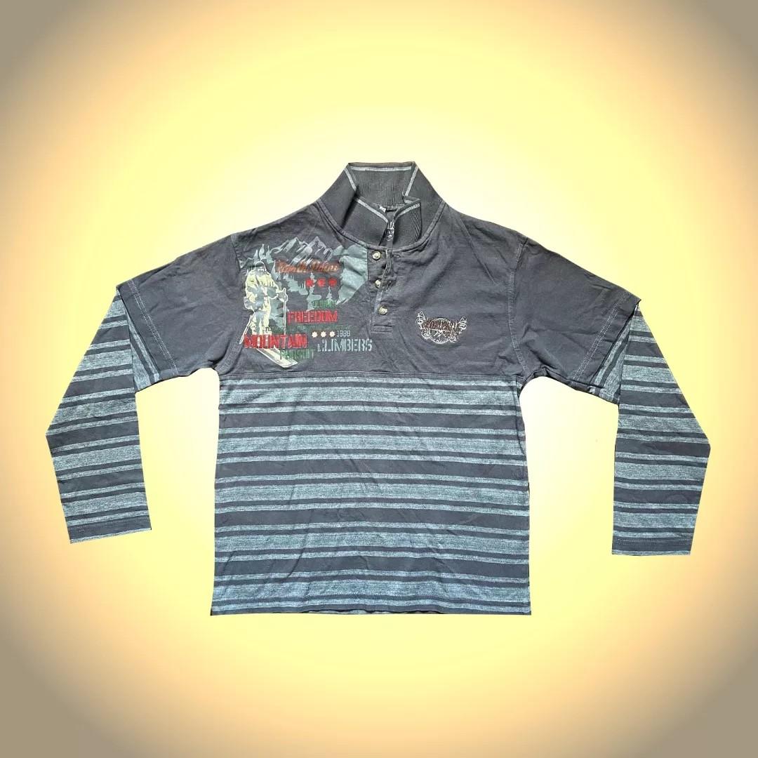 Grey striped long sleeve shirt top Grey 