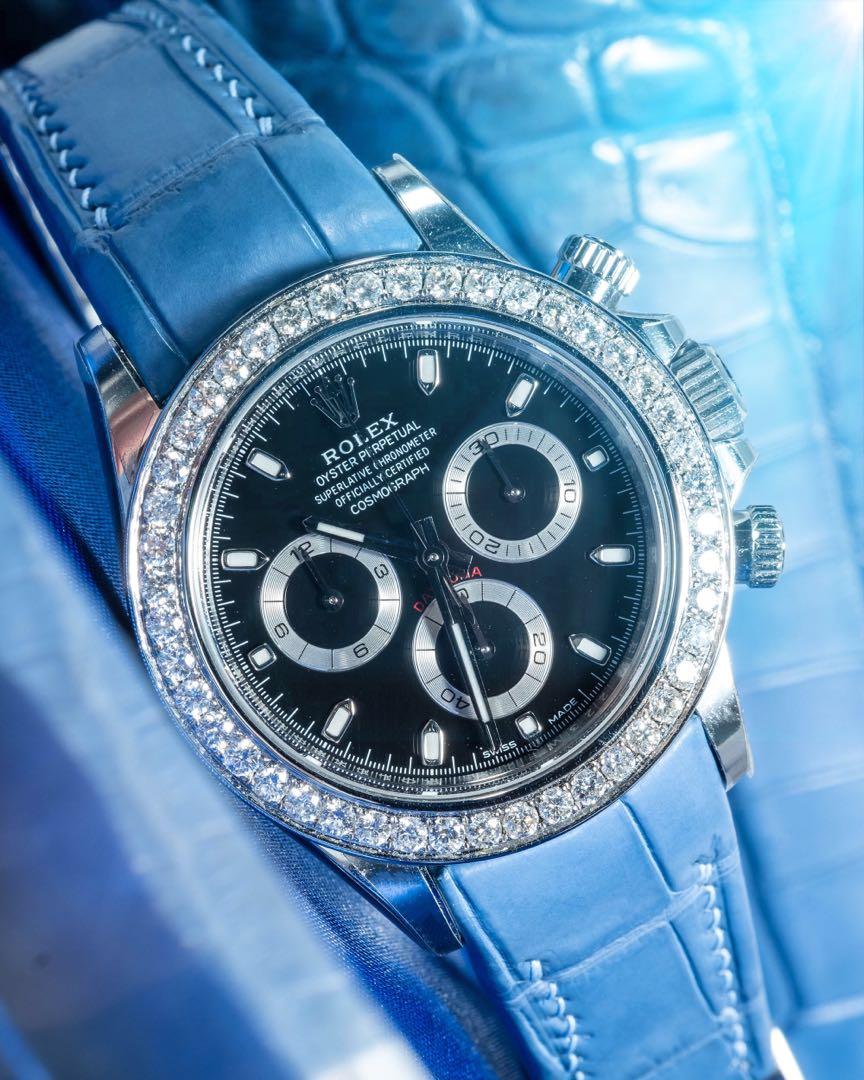 Handmade Handstitched Watch Strap In Bably Blue Himalayan