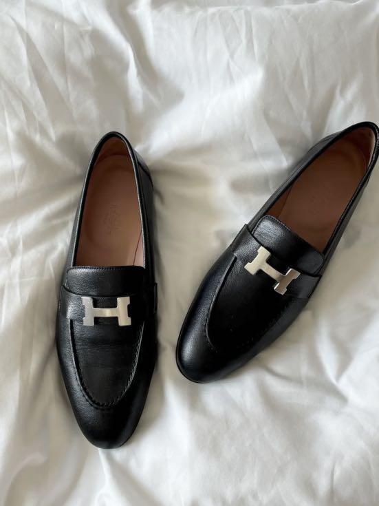 Hermes Mocassin Femme Paris Chevre 01 Noir size 6 Women s Fashion