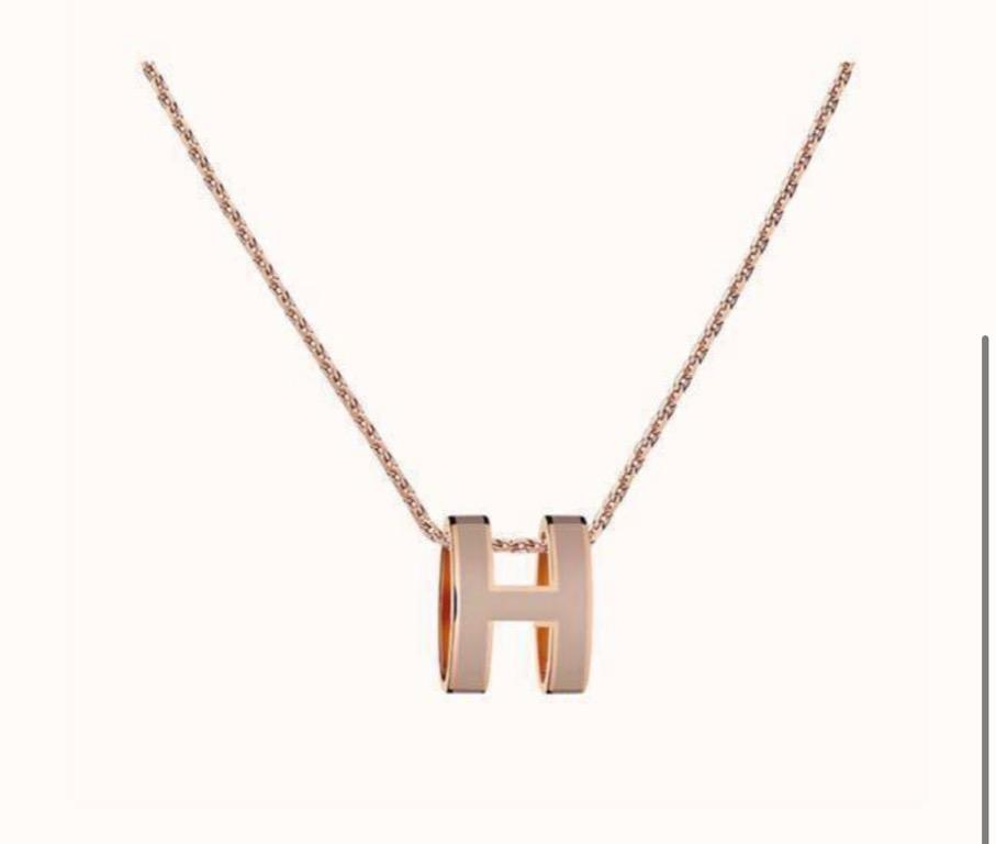 Hermes Pop H Necklace (Pink/Rose Gold)