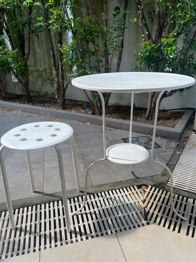 Ikea iron table and stool, Furniture & Home Living, Furniture, Tables ...