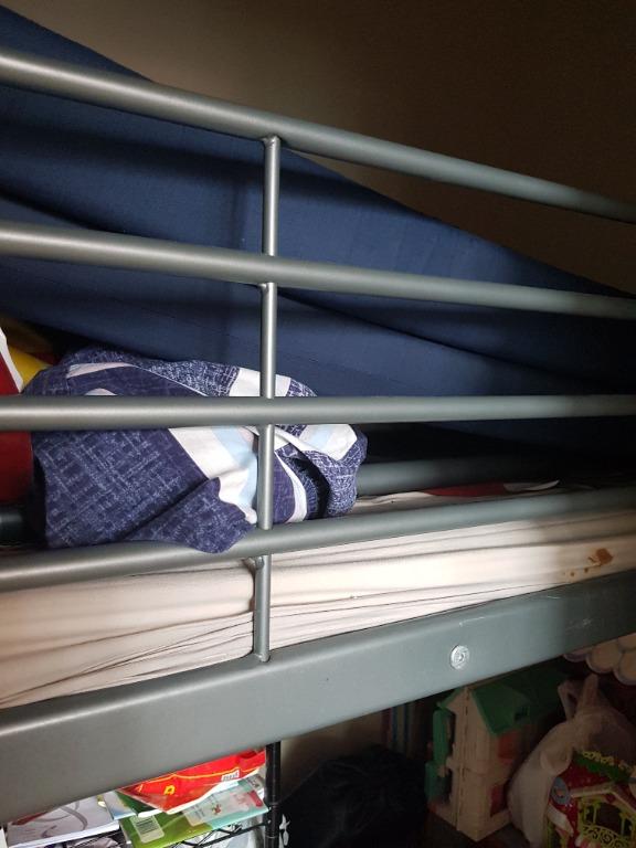 Ikea STARVA Loftbed frame (silver color) and mattress, Furniture