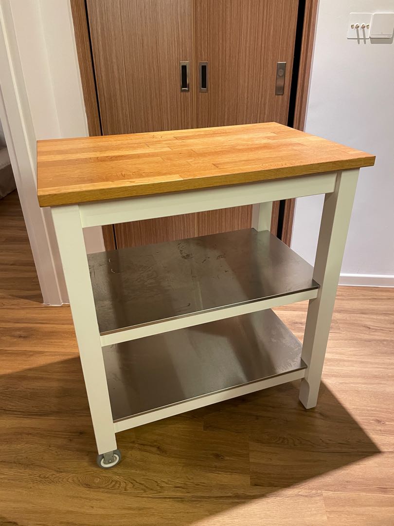 IKEA STENSTORP Kitchen Island Trolley in White/ Oak, Furniture & Home