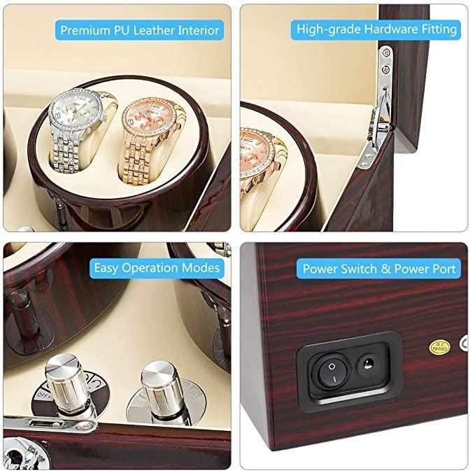 JQUEEN Automatic Wood Watch Winder Display Box 4+9 Storages, Mobile