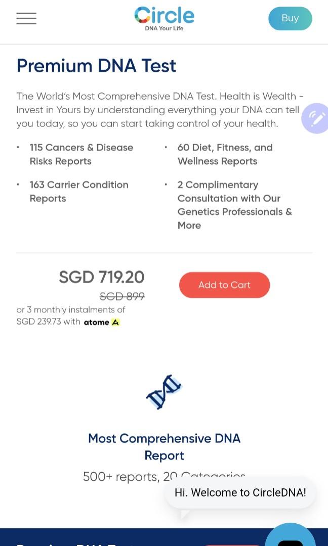 Jun'22 CircleDNA Premium DNA Test Kit, Health & Nutrition, Health