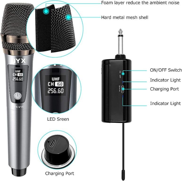 JYX Wireless Microphone,Fifine Handheld Dynamic Microphone Wireless mic ...