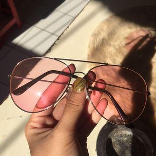 Kacamata Aviator Victoria Beckam Yellow Pink Lens Lensa Kuning Unisex Sunglass Women Sunglasses Hollywood Rayban