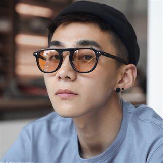 kacamata pria Champagne diagonal sunglasses lensa oren BEST SELLER orange lens oranye black frame hitam unisex