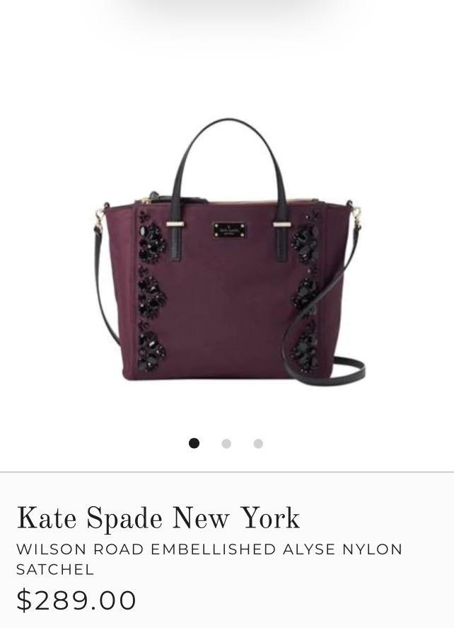 Authentic Kate Spade 2 way bag (with Dustbag) (Category: Luxury Bags & Wallets) located in Pasig City. Submitted by jagg_shop (Listing ID 1164912498, Image 1). Description: Original Price: P15k+ SIZE 10”h x 14.5”w x 3.5”d drop length: 4.7” handheld total adjustable strap length: 44” MATERIAL nylon capital kate jacquard lining 14-karat light gold plated hardware style # wkru5391 DETAILS satchel with snap tab closure and removable, adjustable strap