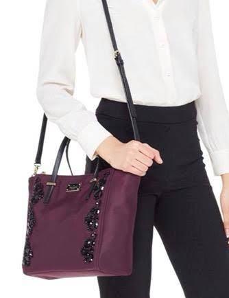 Authentic Kate Spade 2 way bag (with Dustbag) (Category: Luxury Bags & Wallets) located in Pasig City. Submitted by jagg_shop (Listing ID 1164912498, Image 3). Description: Original Price: P15k+ SIZE 10”h x 14.5”w x 3.5”d drop length: 4.7” handheld total adjustable strap length: 44” MATERIAL nylon capital kate jacquard lining 14-karat light gold plated hardware style # wkru5391 DETAILS satchel with snap tab closure and removable, adjustable strap