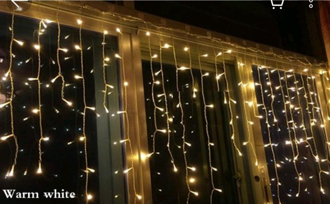 LED curtain fairy lights (round plug not battery/ USB), Furniture   Home Living, Lighting  Fans, Lighting on Carousell