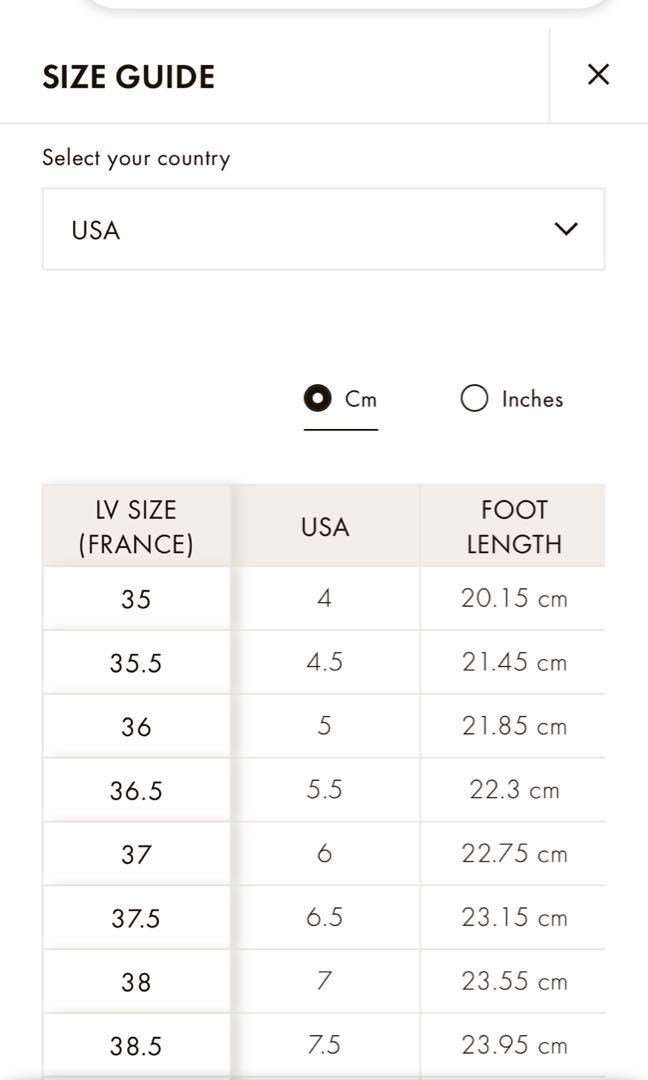 Louis Vuitton Run Away Sneakers Size Guide