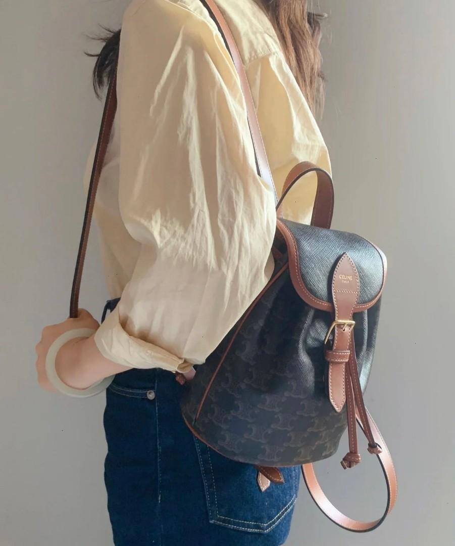 MINI BACKPACK FOLCO IN TRIOMPHE CANVAS AND CALFSKIN - TAN