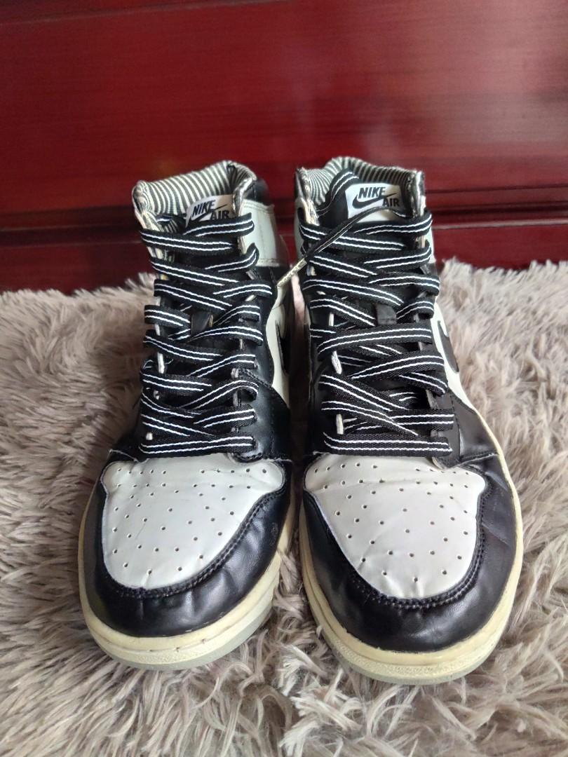 Air jordan 1 retro high top og white black wolf grey