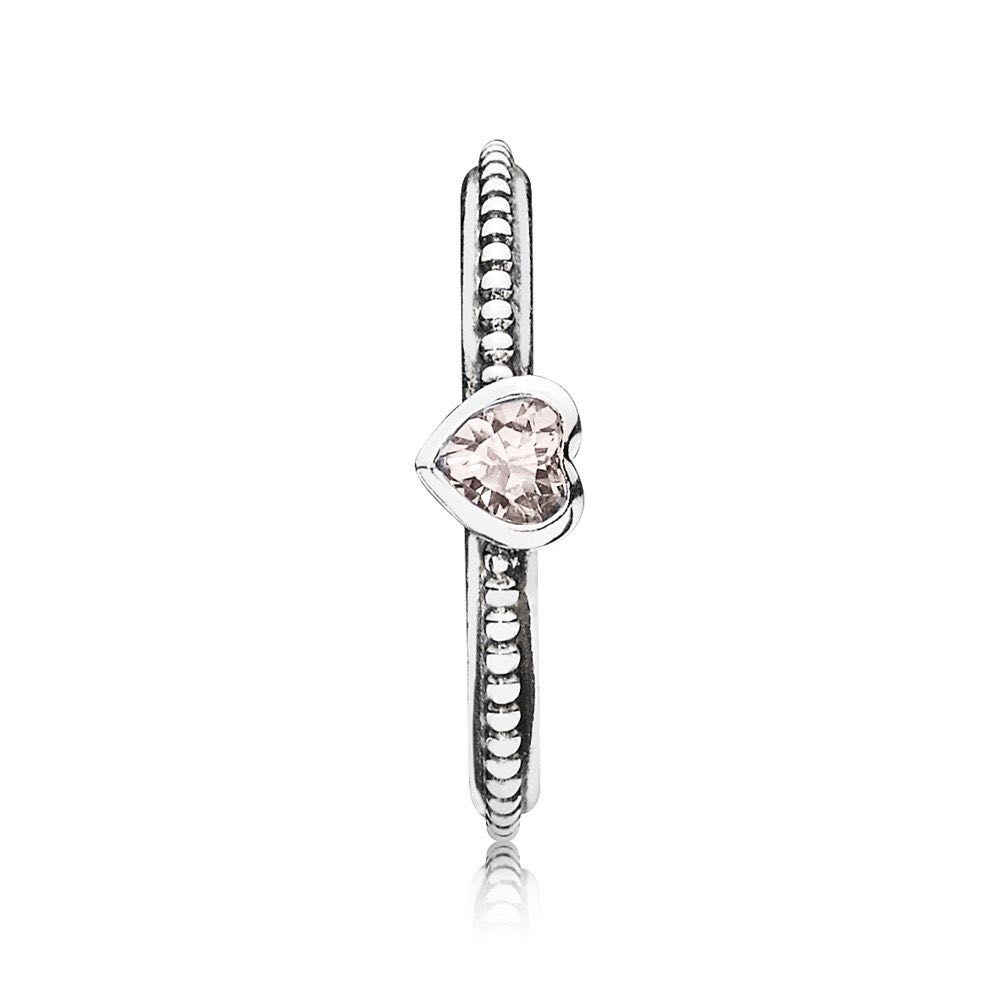 pandora pink heart beaded ring in size 