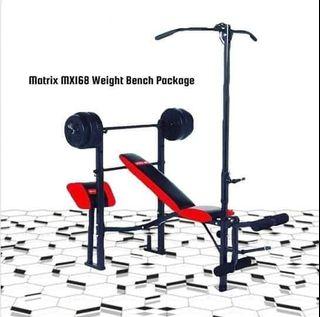 Promo New Matrix 7 in 1 bench press with barbell and Promo New Matrix 7 in 1 bench press with barbell and 80lbs plates plates