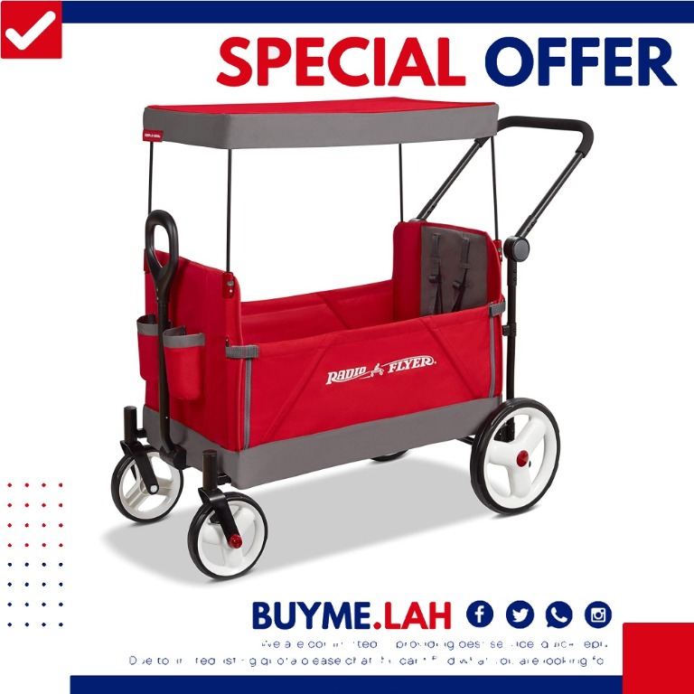 Radio Flyer 3970Z Convertible Stroller Wagon Red push pull trolley 2