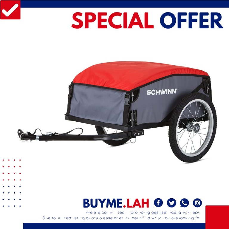 Schwinn Day Tripper Cargo Bike Trailer, Folding Frame, Quick Release