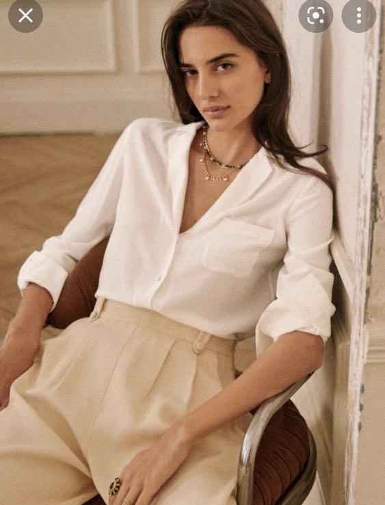 美品Sézane Florence shirt シルクブラウス Sezane Sezane Florence shirt in Ecru, Women's Fashion, Tops, Blouses on