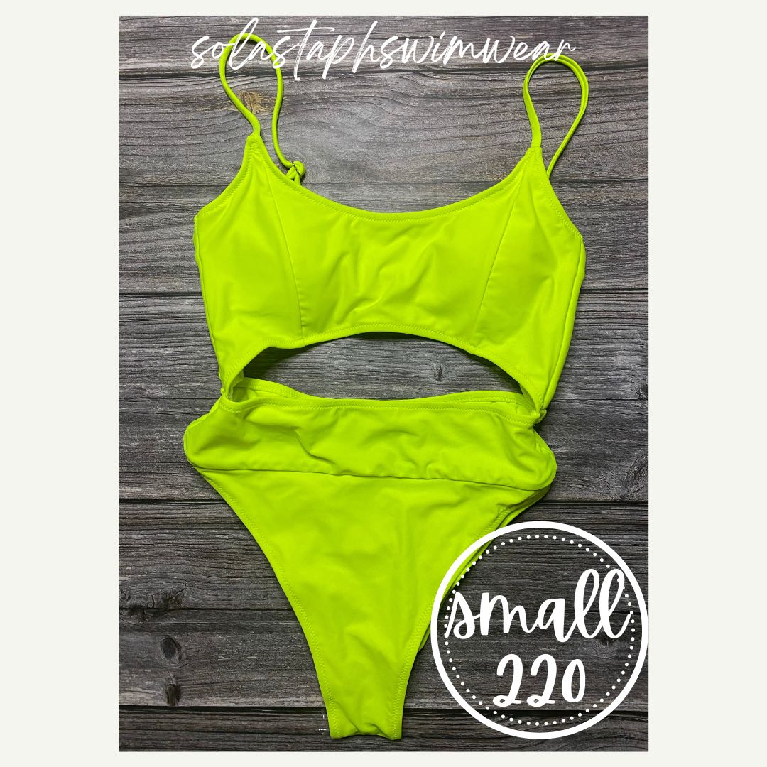 Shein Neon One Piece Swimsuit, Women's Fashion, Swimwear, Bikinis