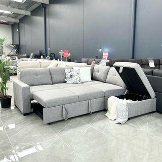 Stayover Light Grey Fabric Sofa Bed with Storage AVAILABLE NOW