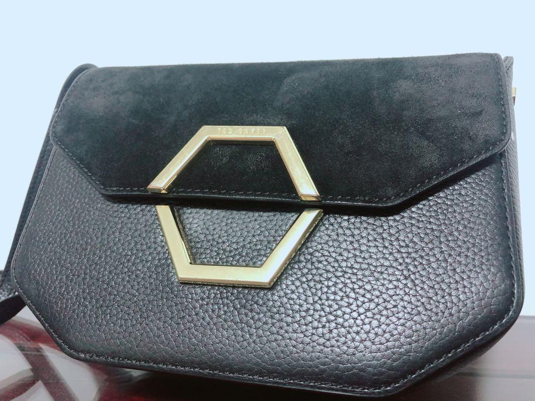 Lenah leather and suede hot sale hexagon detail cross body bag