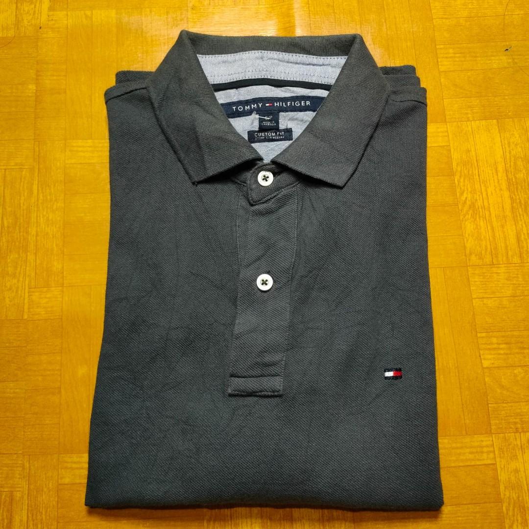 Tommy Hilfiger Kaos Polo Long Sleeve Size S/P Grey #AutoCuan