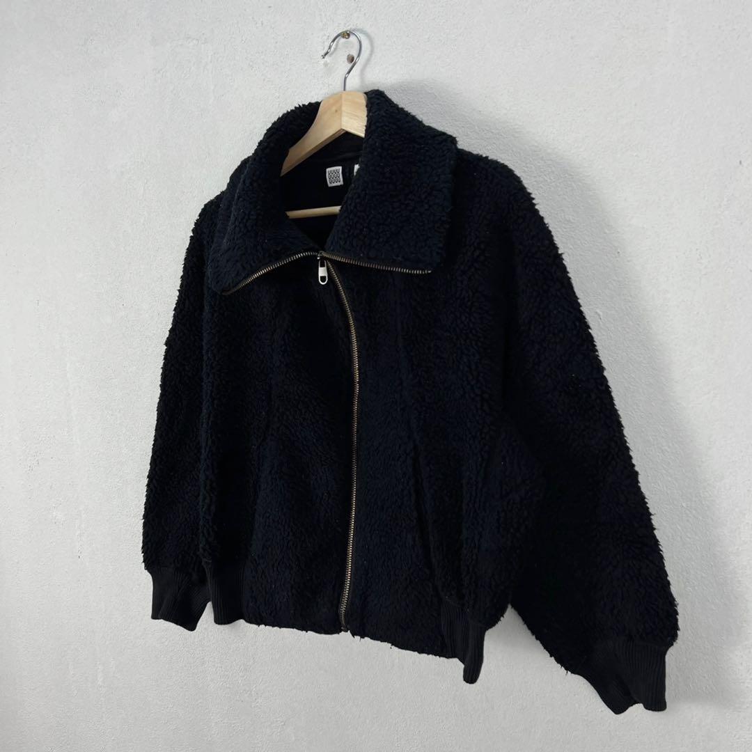 Uniqlo black teddy coat sales