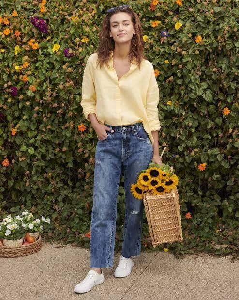 Uniqlo Pastel Yellow Linen Long Sleeve 
