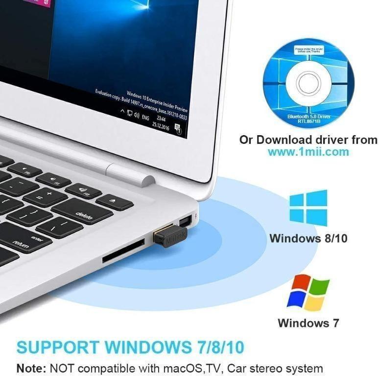 USB Bluetooth Adapter MiiLink for PC, Mini Bluetooth 5.0 Dongle for PC
