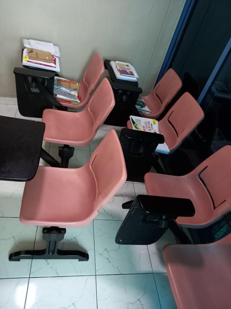 Used lecture chairs with table, Furniture & Home Living, Furniture