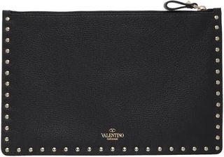 Valentino 9.5成新黑色大號 Rockstud 鉚釘手拿包(男女適用) 