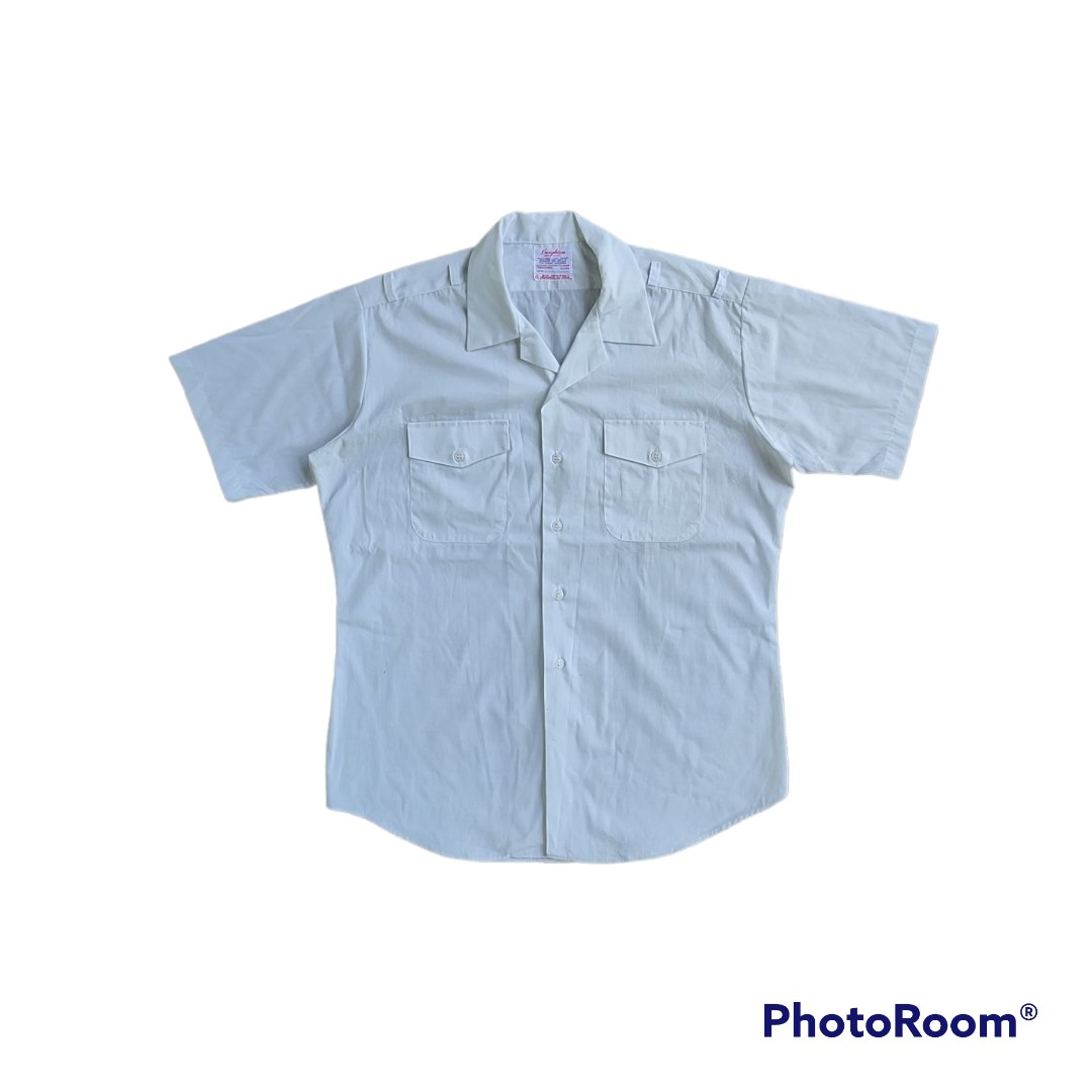 Vintage 80's US Navy Creighton White Uniform Short Sleeve Shirt., Men's ...