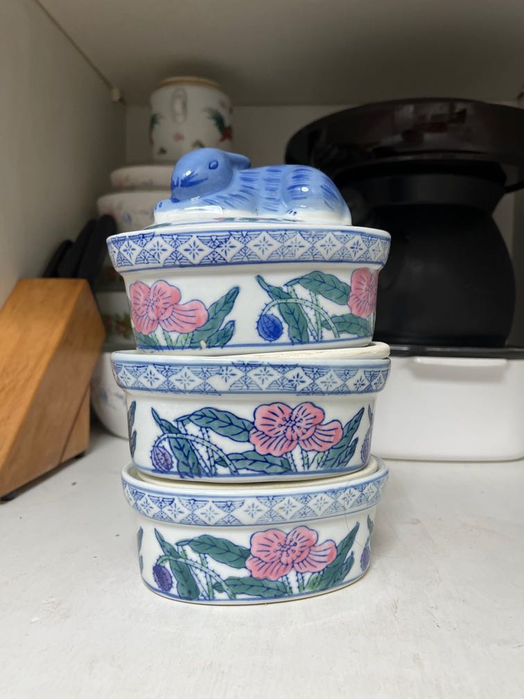 Vintage ceramic rabbit containers, Furniture & Home Living, Kitchenware ...