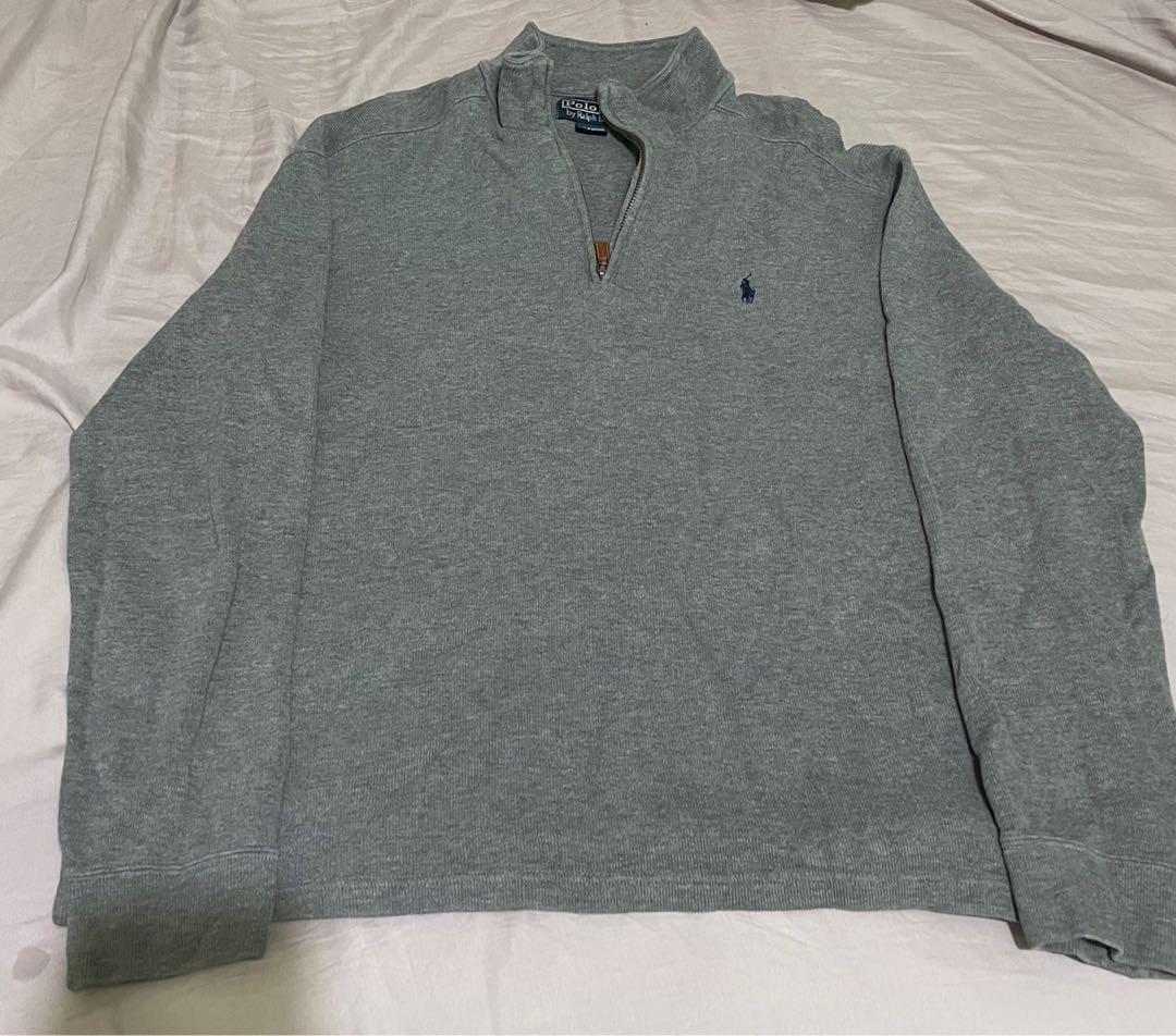Vintage Polo Ralph Lauren Grey Half Zip Sweater Men s Fashion