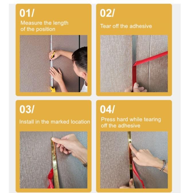 Wall Ceiling Edging Strip 5 Meter Stainless Steel Flat Decorative Lines