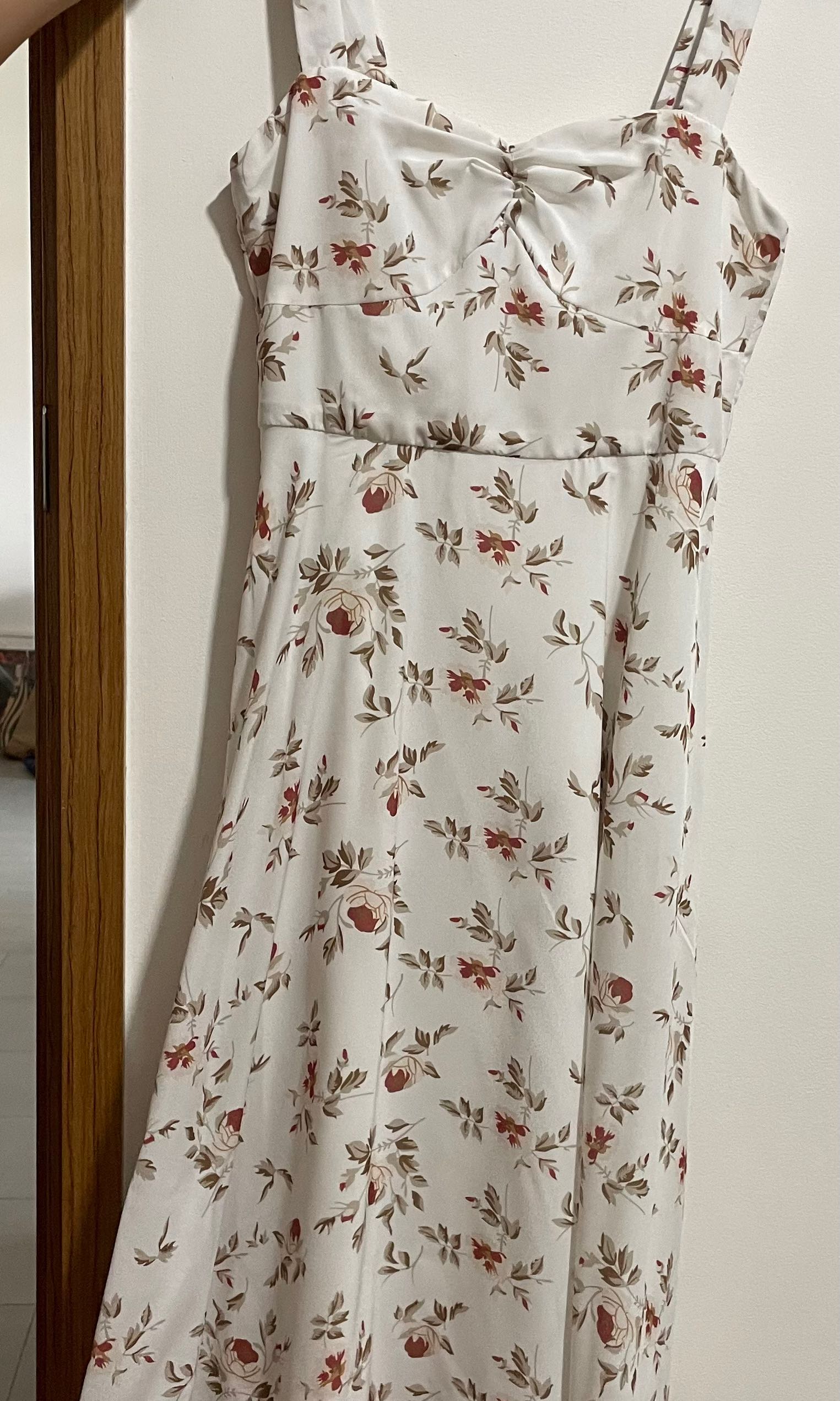 white dress with small flowers