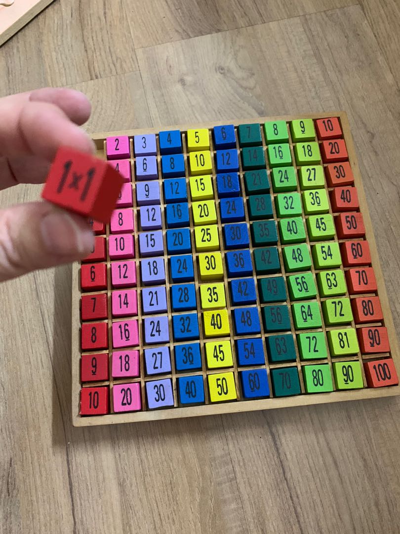 Wooden maths multiply multiplication cube times table, Hobbies & Toys