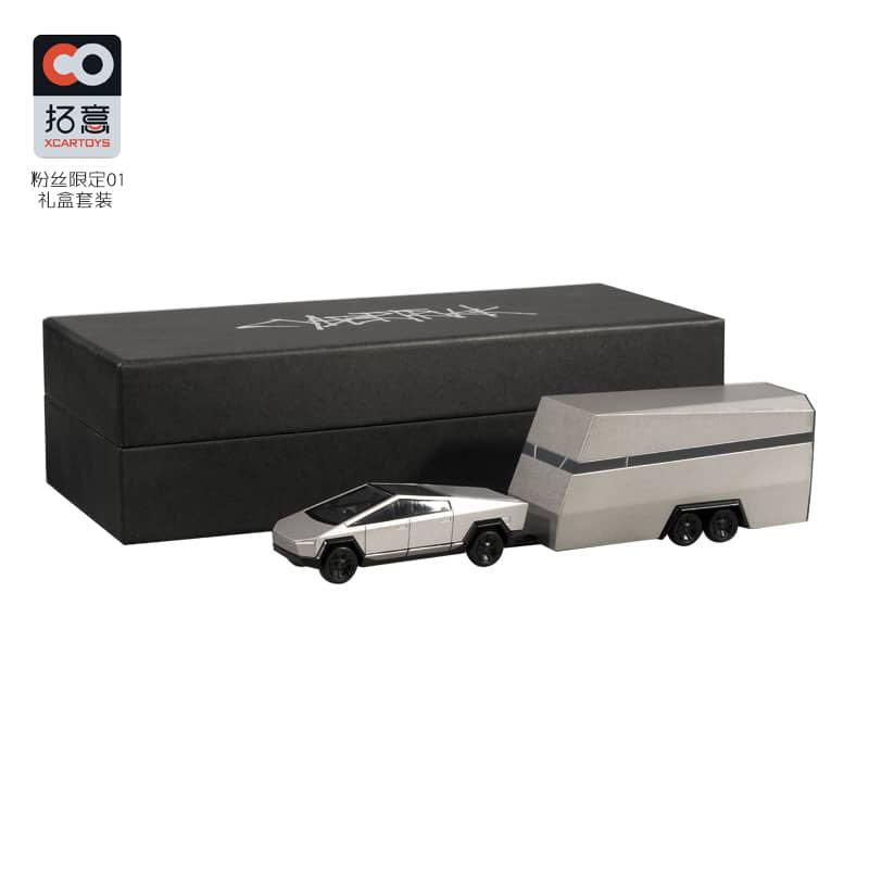 拓意xcartoys 1:64合金模型Tesla Cybertruck Cyber Truck 拖車版