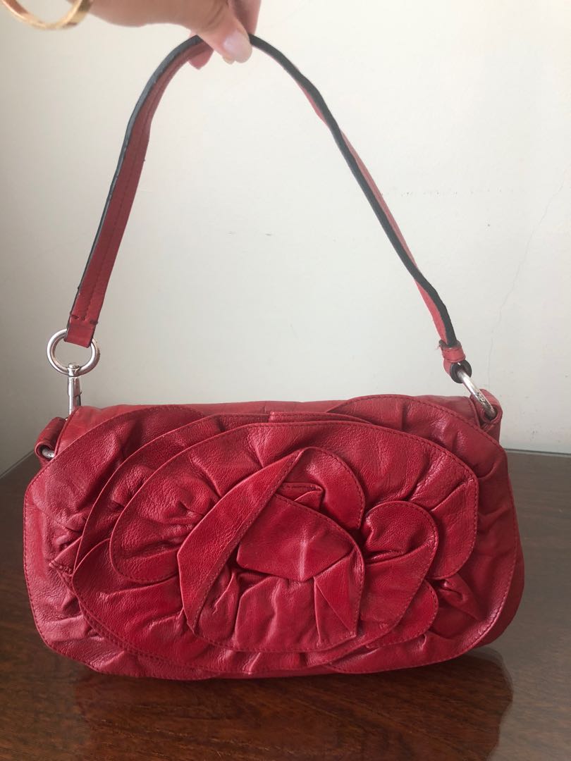 YSL Saint Laurent red flower bag