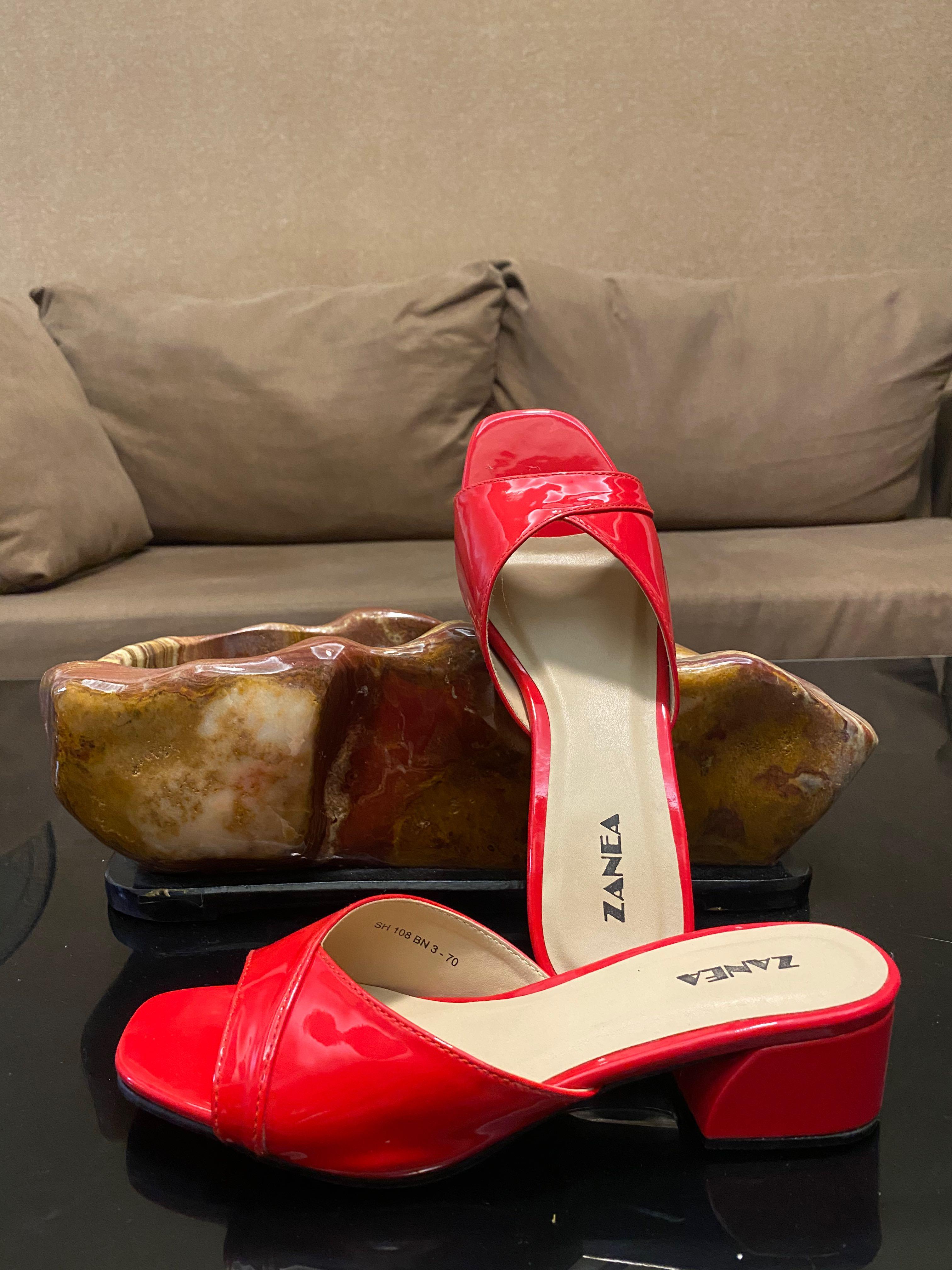 Zanea Red Block Heels Size 7, Women's 