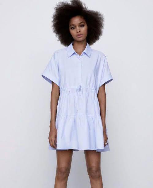 Blue babydoll dress zara deals